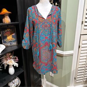 NLW Boho Paisley Tassel Tunic Dress – Size Medium